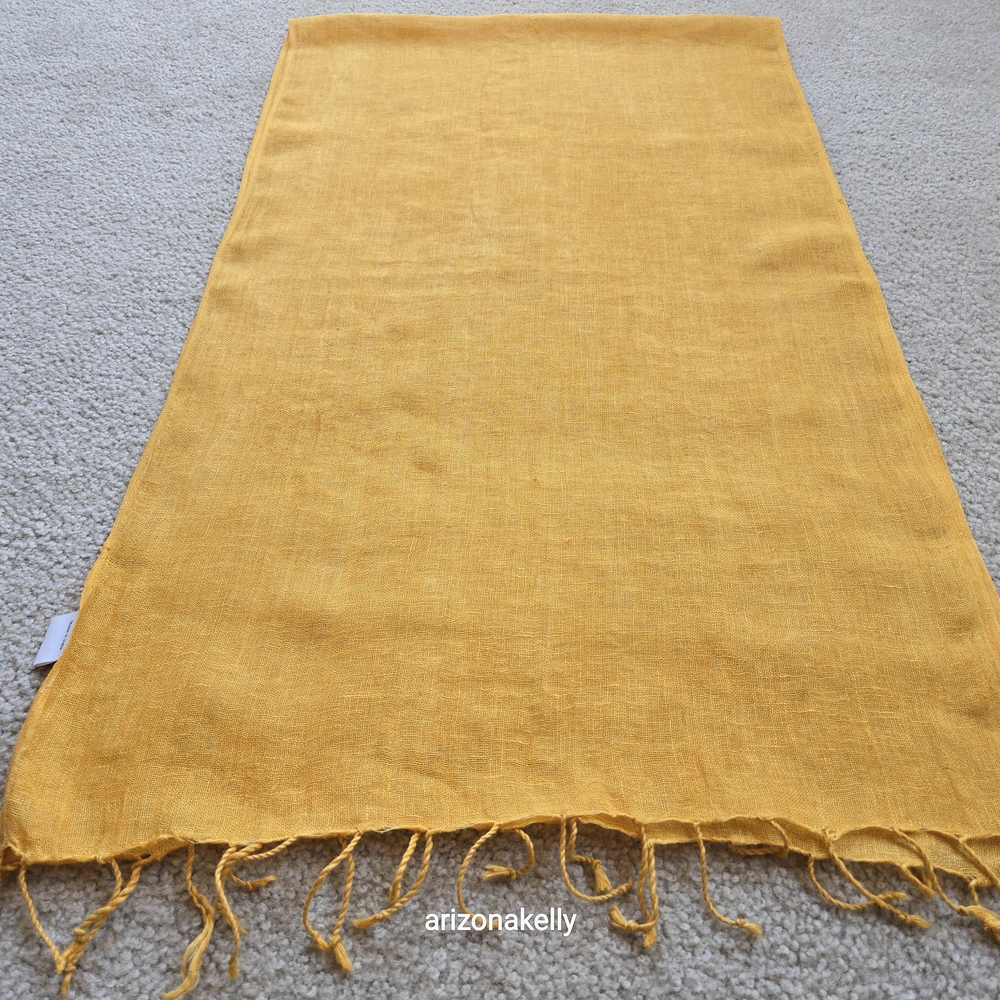 Linen Scarf Marigold Yellow Orange - Picture 6 of 7